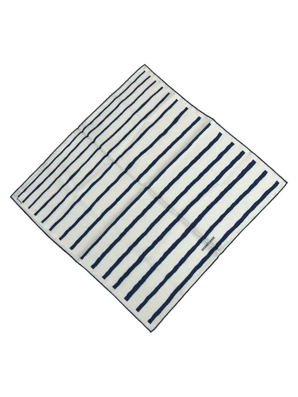 Hermes Scarf Petit Carre Gavroche White Navy Border Silk